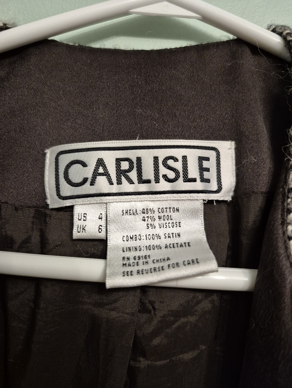 Carlisle Women's Vintage Long Line Salt & Pepper Textured Weave Jacket Size 4/S - Picture 6 of 6